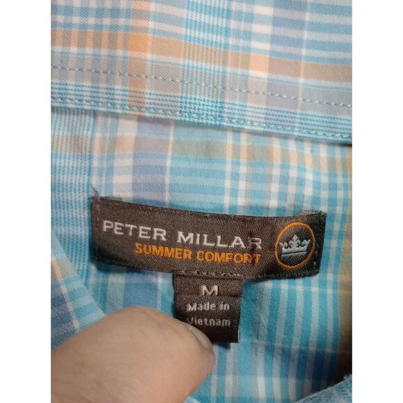 Peter Millar Shirt Men's Medium Blue Summer Comfort Button Front Long Sleeve - Picture 6 of 9